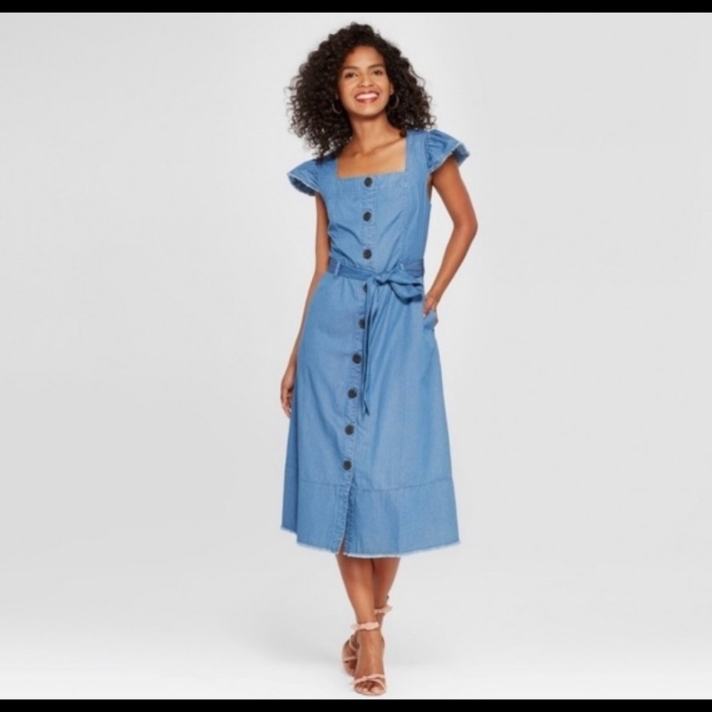 Who What Wear Midi Denim button up dress